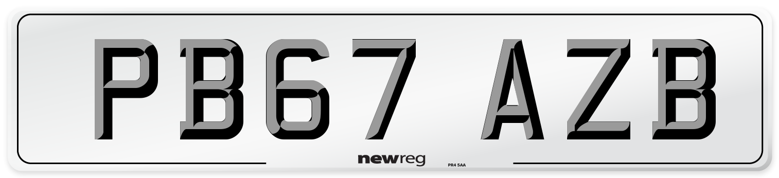 PB67 AZB Number Plate from New Reg